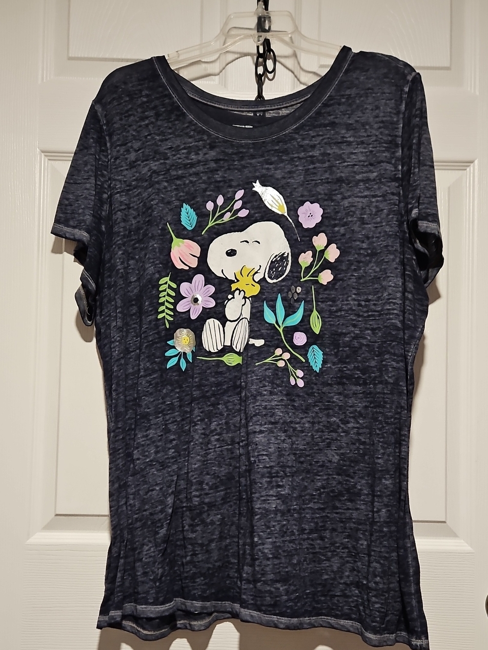 Peanuts Navy Snoopy & Woodstock Floral Short Sleeve Tee
